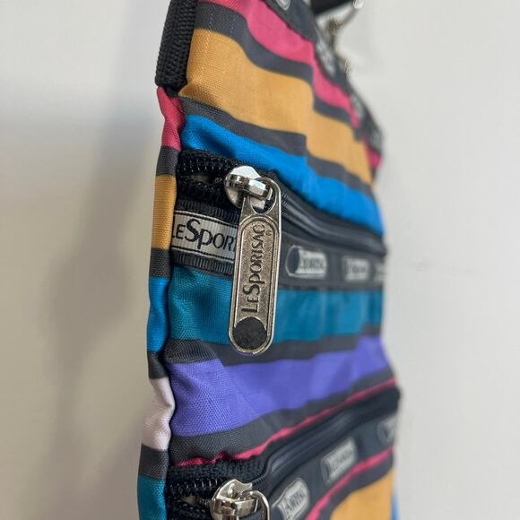 LeSportsac Kasey Crossbody Bag Multicolor 3 Zip Travel Purse Adjustable Strap - Picture 3 of 12